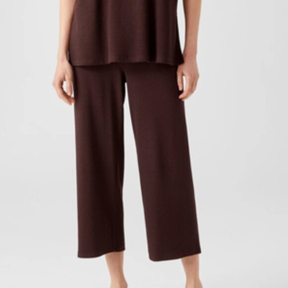 Eileen Fisher Pants - Eileen Fisher Ribbed Organic Cotton Blend Straight Pant Easy Fit Cropped Length
